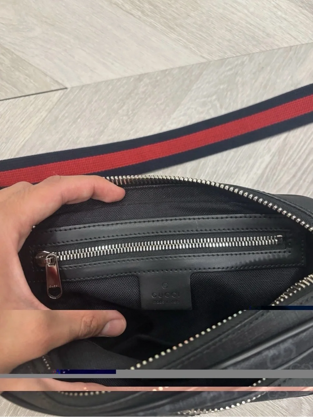Gucci GG Supreme Black Belt Bag Waist Bag New
